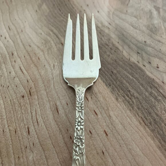 S Kirk & Son Repousse Sterling Silver Salad Fork 6.25" Antique w/Monogram. - Picture 3 of 7